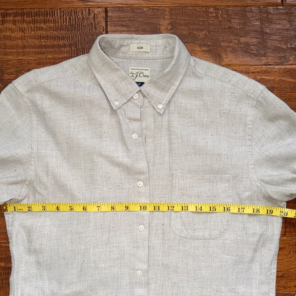 J. Crew Men's Light Gray Casual Button-Down Slim Shirt, Medium